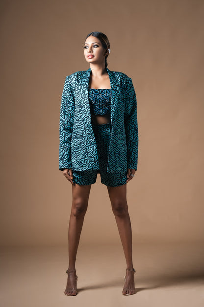 Geometric Print Blazer+ Shorts - Khushboo Haran Borkar