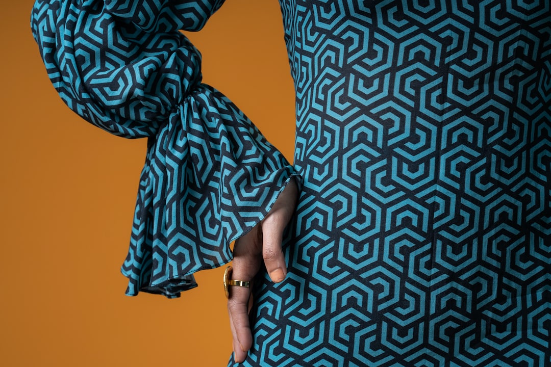 Cyan Geometric Print Tunic And Palazzo Pants - Khushboo Haran Borkar